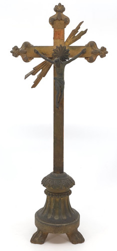 Antique table crucifix gilded - antique,